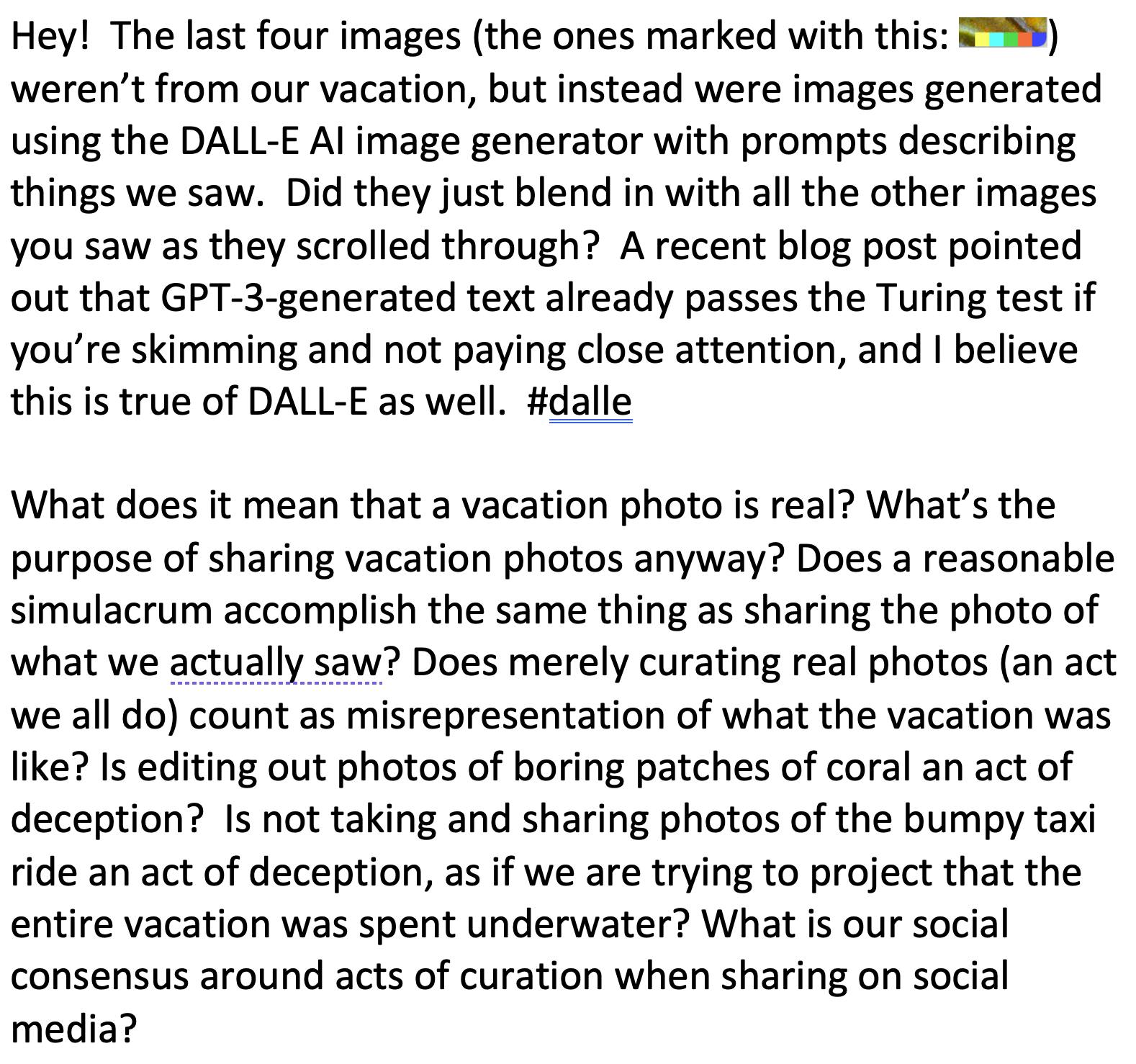 My deepfake DALL-E 2 vacation photos passed the Turing Test